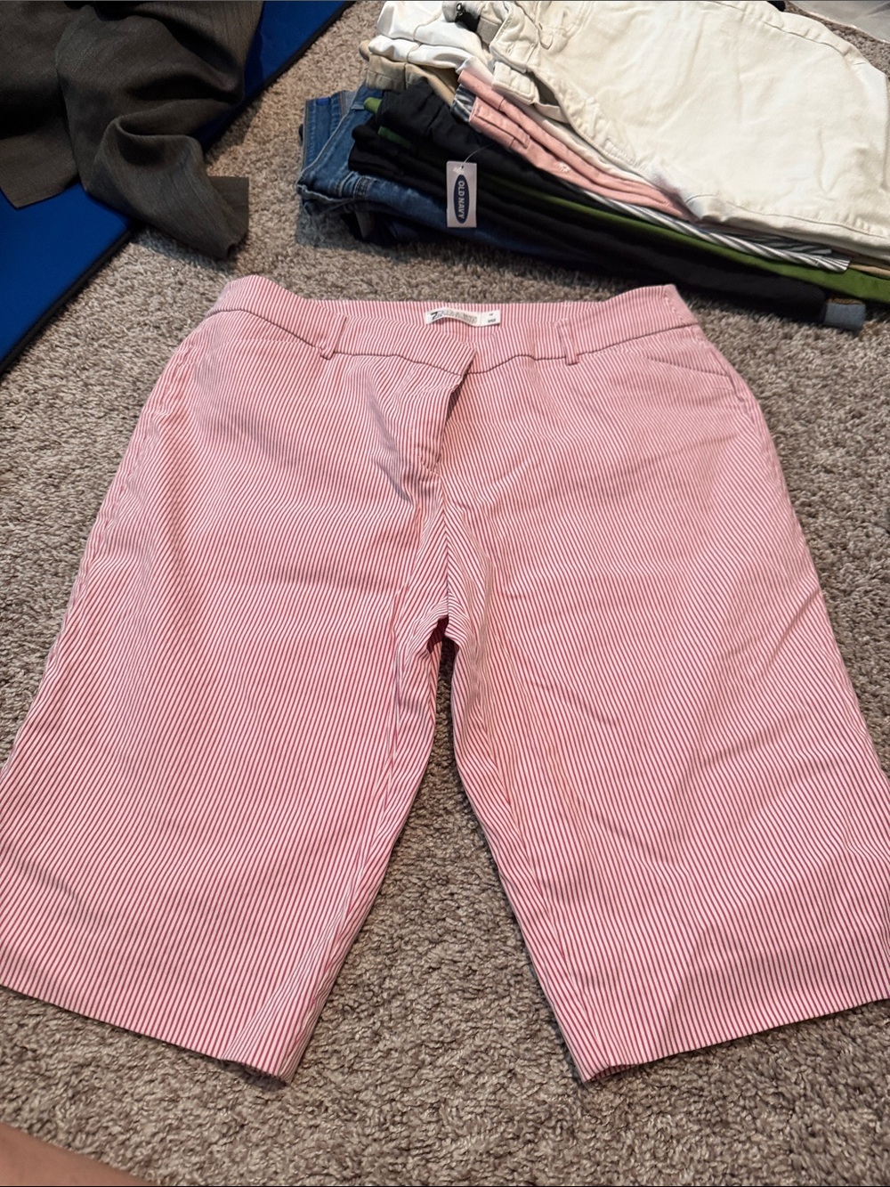 New York & Company Pink Seersucker Bermuda Shorts